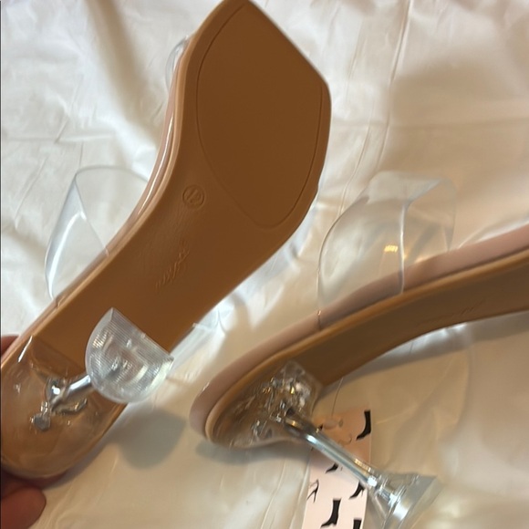 Tan Cream Square Toe Heels with Minimalist Design - Picture 9 of 9